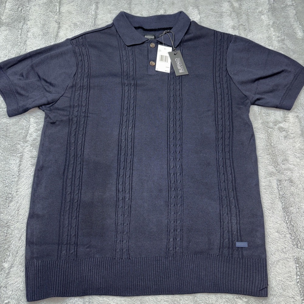 Buffalo David Bitton Wagner‎ Polo Sweater Navy Med NWT